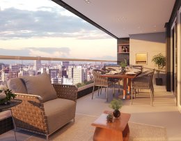 varanda de um dos empreendimentos fontana ao por do sol